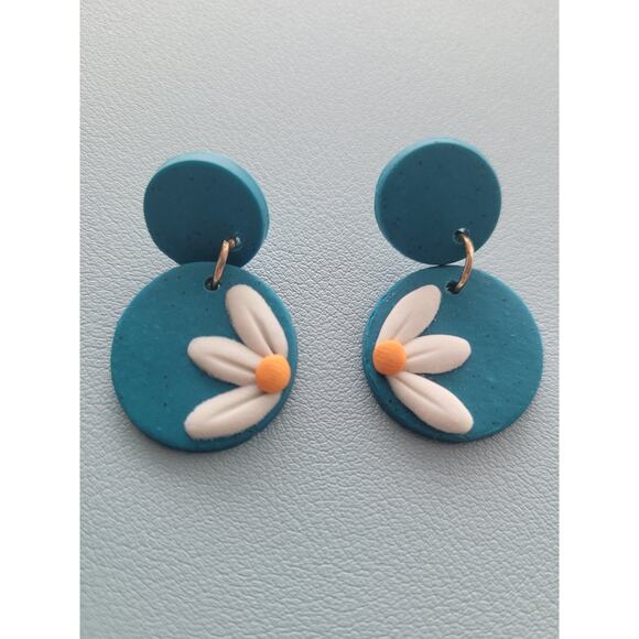 Handmade‎ Mexican Terra Cotta Barro Inspired Dangle Post Earrings Light Weight - Picture 2 of 4